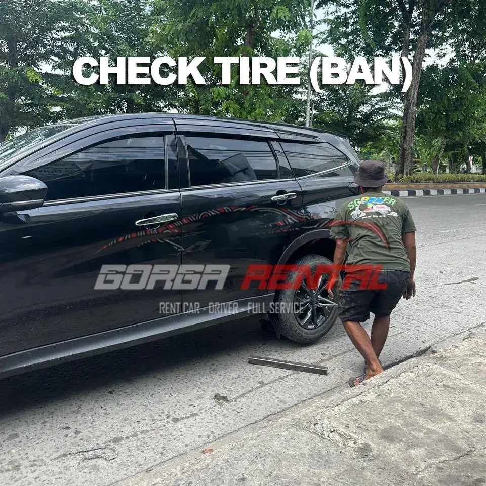Pengecekan ban rutin mobil Gorga Rental